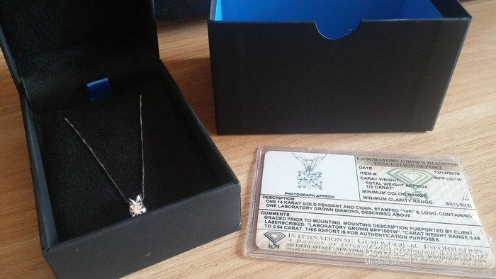 晒单美国直邮50分钻石吊坠14k项链igi证书